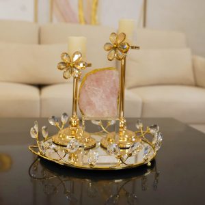 Luxury Gold Crystal Candle Holder Set | Elegant Home Décor Accessories