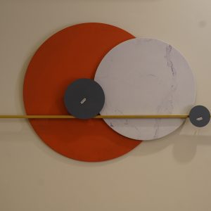 Modern Geometric Circle Wall Art Sculpture - Terracotta & Marble