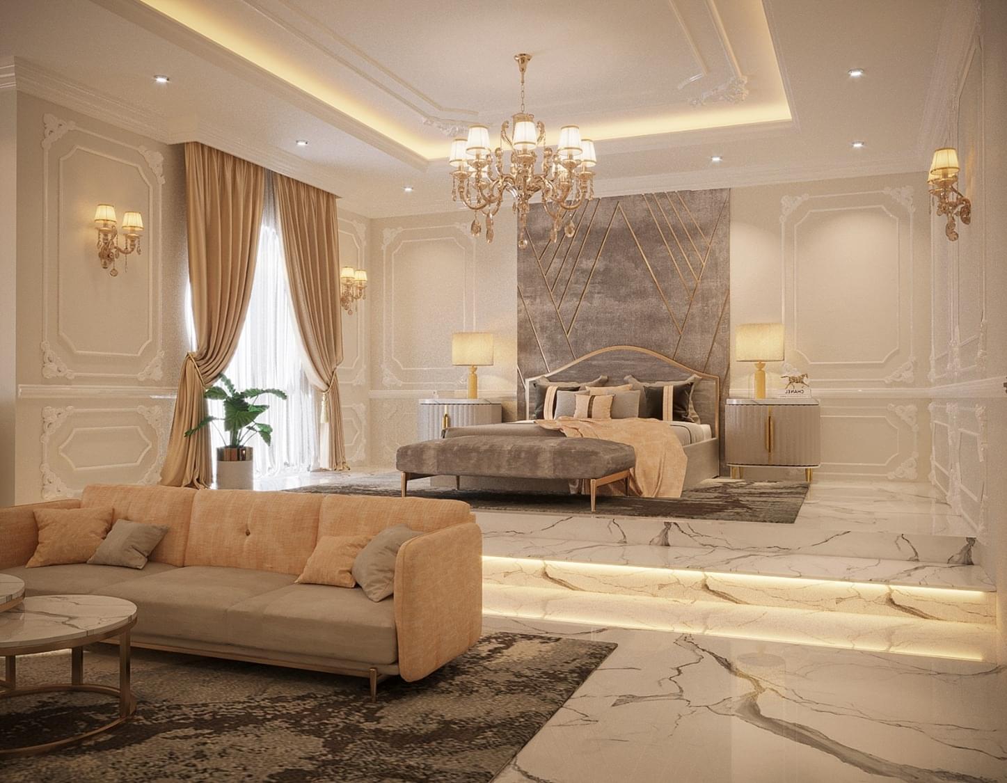 Luxury Upholstered Bedroom Suite |Modern Curved Sectional Sofa